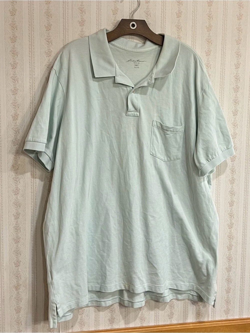 Eddie Bauer Men's Light Mint Polo Shirt with Pocket